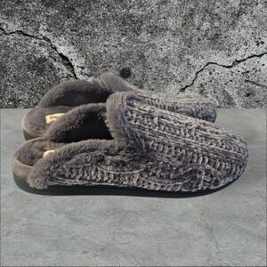 Dearfoams‎ Chenille Scuffs Women's Large(9-10) Grey Gel Memory Foam Slippers